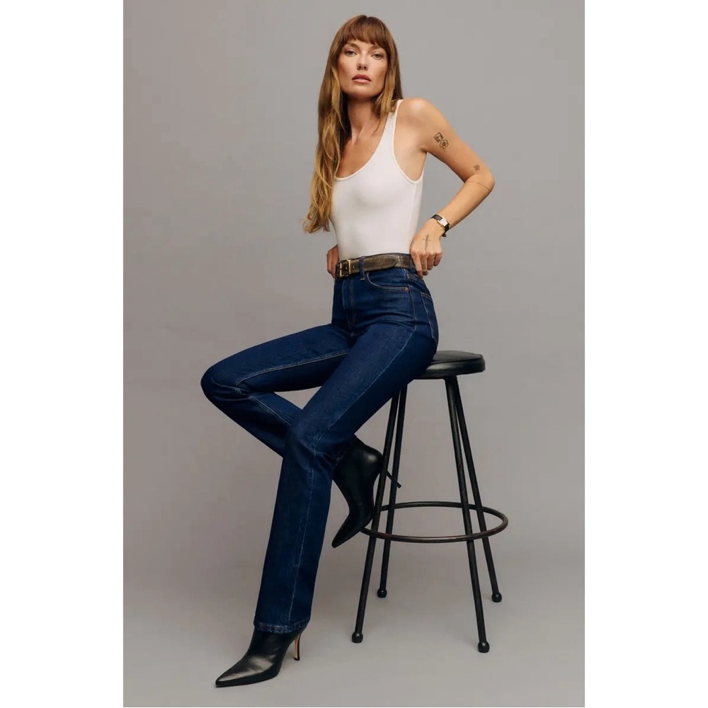 Reformation Dark Wash High-Rise Straight Jeans